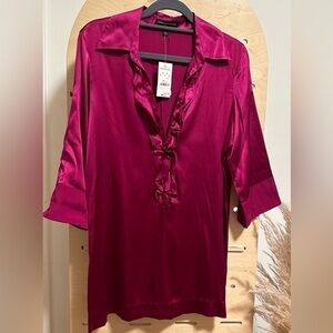 Satin Fuchsia Dress/ Blouse